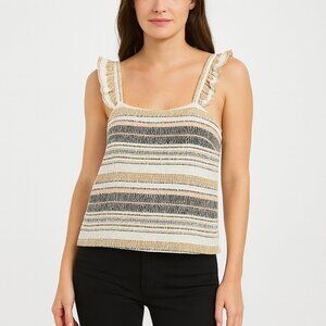 Madewell Knit Ruffle Strap Tank Top Stripes Size XS